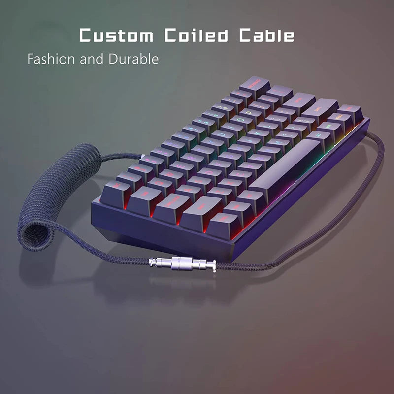 Type C Mechanical Keyboard Coiled Cable USB Keyboard Wire Mechanical Keyboard Aviator Desktop Computer Aviation Connector 3M
