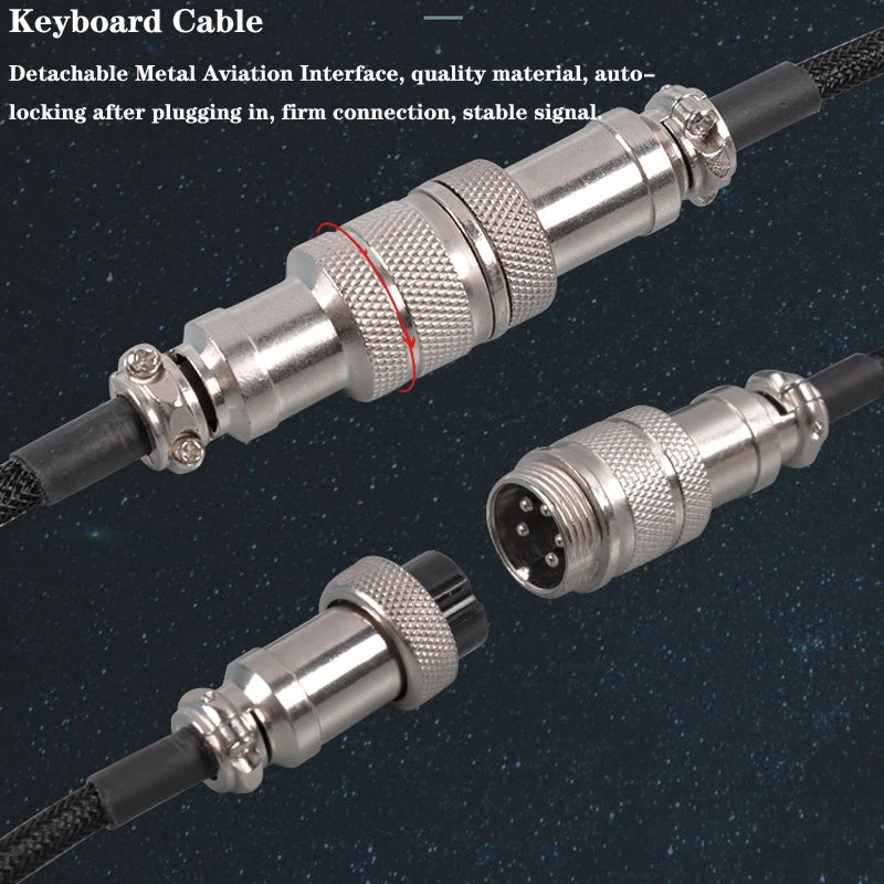 Type C Mechanical Keyboard Coiled Cable USB Keyboard Wire Mechanical Keyboard Aviator Desktop Computer Aviation Connector 3M
